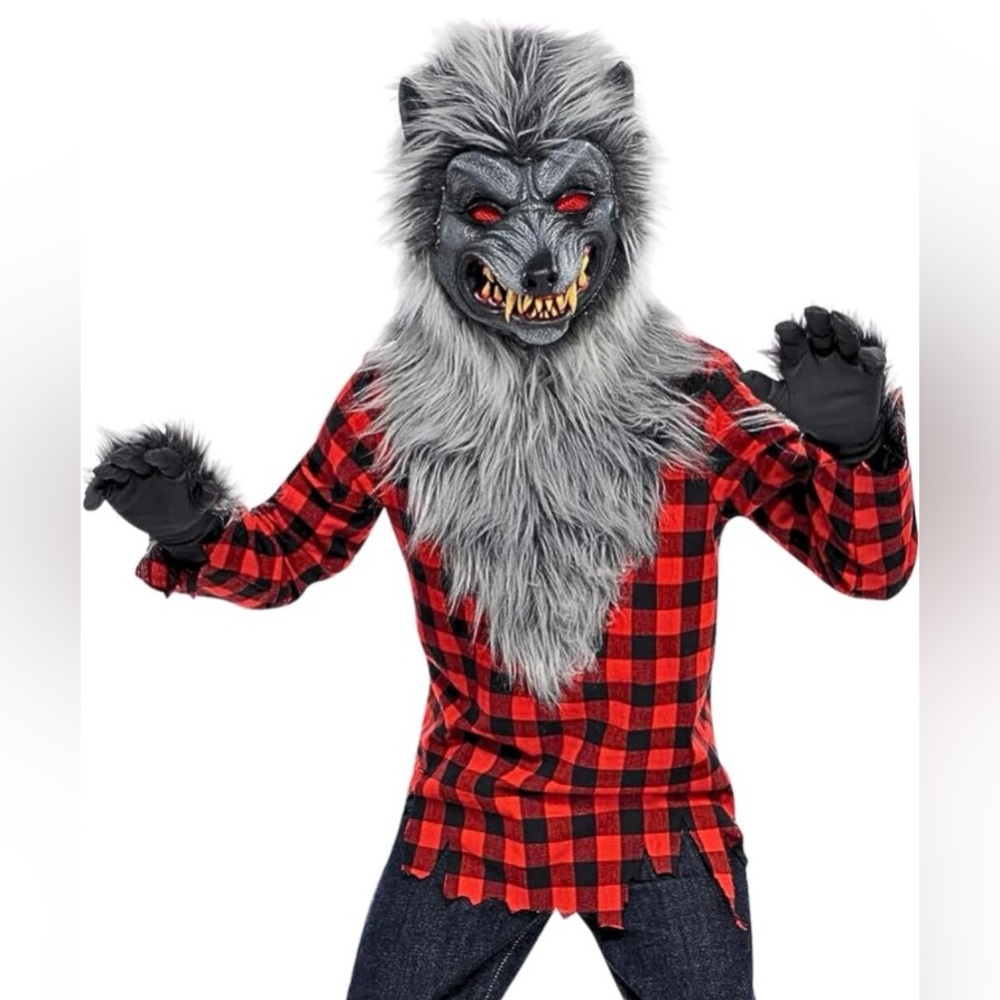 Halloween Costume Werewolf Costume Boys Mask Costume 8/10 NEW MEDIUM 4pc set